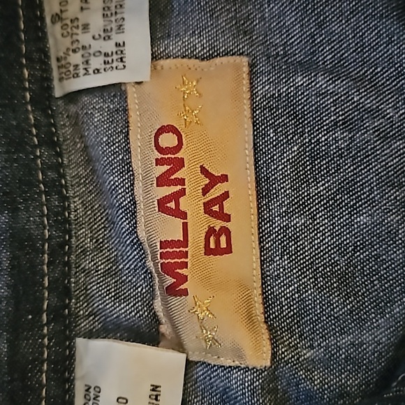 VTG MILANO BAY Cherub Embellished Denim Button Down Shacket Shirt - Picture 10 of 12